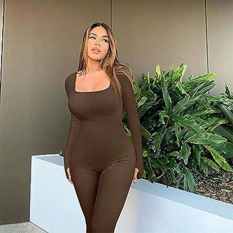 Seamless Long-Sleeve Yoga Jumpsuit
